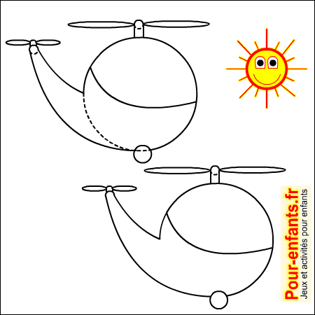 Apprendre à dessiner un helicoptre. Comment dessiner un helicoptere cartoon par étapes.